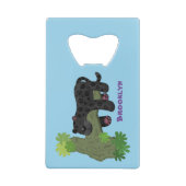 Niedliche Jaguar-Schwarzpanther-Katze-Cartoon-Abbi Geldbeutel Flaschenöffner (Rückseite)