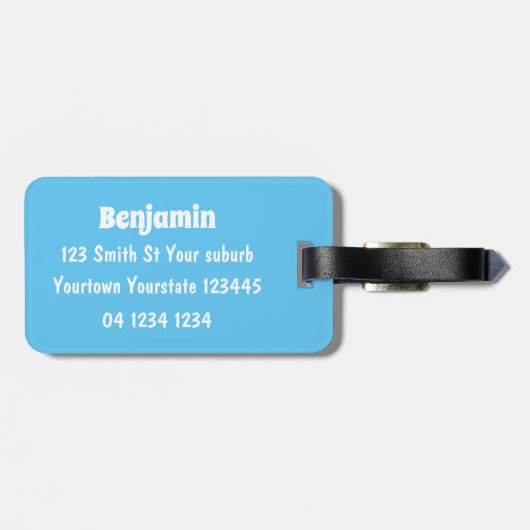 Niedliche Jaguar-Schwarzpanther-Katze-Cartoon-Abbi Gepäckanhänger (Rückseite horizontal)