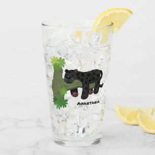 Niedliche Jaguar-Schwarzpanther-Katze-Cartoon-Abbi Glas
