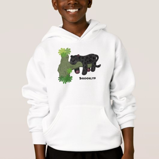 Niedliche Jaguar-Schwarzpanther-Katze-Cartoon-Abbi Hoodie (Vorderseite)