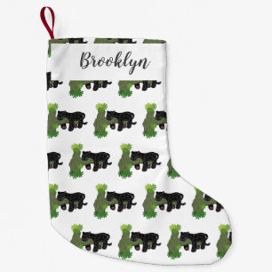 Niedliche Jaguar-Schwarzpanther-Katze-Cartoon-Abbi Kleiner Weihnachtsstrumpf