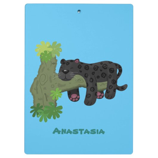 Niedliche Jaguar-Schwarzpanther-Katze-Cartoon-Abbi Klemmbrett (Rückseite)