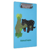 Niedliche Jaguar-Schwarzpanther-Katze-Cartoon-Abbi Klemmbrett (Rechts)