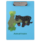 Niedliche Jaguar-Schwarzpanther-Katze-Cartoon-Abbi Klemmbrett (Vorderseite)