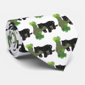 Niedliche Jaguar-Schwarzpanther-Katze-Cartoon-Abbi Krawatte (Gerollt)