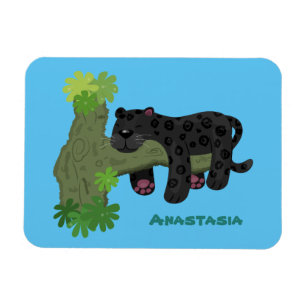 Niedliche Jaguar-Schwarzpanther-Katze-Cartoon-Abbi Magnet