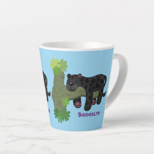 Niedliche Jaguar-Schwarzpanther-Katze-Cartoon-Abbi Milchtasse