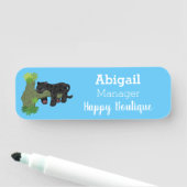 Niedliche Jaguar-Schwarzpanther-Katze-Cartoon-Abbi Namensschild (Beispiel)