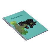 Niedliche Jaguar-Schwarzpanther-Katze-Cartoon-Abbi Notizblock (Rechte Seite)