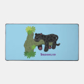 Niedliche Jaguar-Schwarzpanther-Katze-Cartoon-Abbi Schreibtischunterlage (Vorderseite)