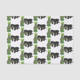 Niedliche Jaguar-Schwarzpanther-Katze-Cartoon-Abbi Seidenpapier