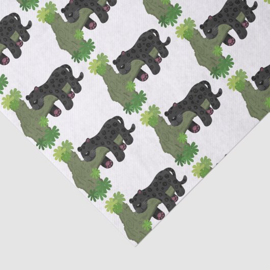 Niedliche Jaguar-Schwarzpanther-Katze-Cartoon-Abbi Seidenpapier (Ausschnitt)