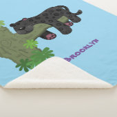 Niedliche Jaguar-Schwarzpanther-Katze-Cartoon-Abbi Sherpadecke (3/4)