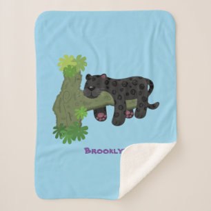 Niedliche Jaguar-Schwarzpanther-Katze-Cartoon-Abbi Sherpadecke