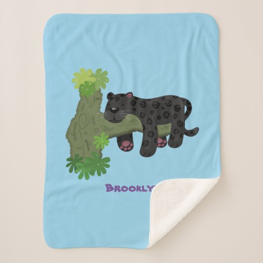 Niedliche Jaguar-Schwarzpanther-Katze-Cartoon-Abbi Sherpadecke (Vorderseite)