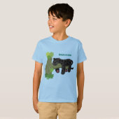 Niedliche Jaguar-Schwarzpanther-Katze-Cartoon-Abbi T-Shirt (Vorne ganz)