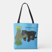 Niedliche Jaguar-Schwarzpanther-Katze-Cartoon-Abbi Tasche (Rückseite)