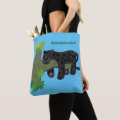 Niedliche Jaguar-Schwarzpanther-Katze-Cartoon-Abbi Tasche (Von Nahem)