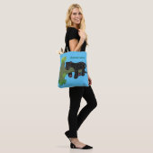 Niedliche Jaguar-Schwarzpanther-Katze-Cartoon-Abbi Tasche (Am Model)