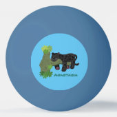 Niedliche Jaguar-Schwarzpanther-Katze-Cartoon-Abbi Tischtennisball (Rückseite)