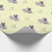 Niedliche japanische Akita mit rosa Teddykunst Geschenkpapier (Ecke)