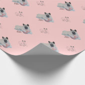 Niedliche japanische Akita mit rosa Teddykunst Geschenkpapier (Ecke)