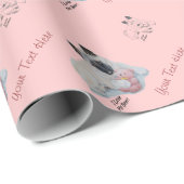 Niedliche japanische Akita mit rosa Teddykunst Geschenkpapier (Rolleneckpunkt)