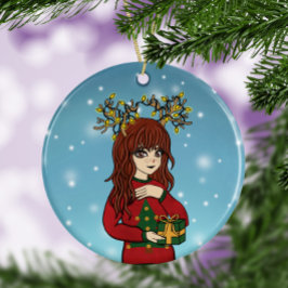 Niedliche japanische Anime-Girl-Keramik Keramik Ornament