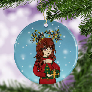 Niedliche japanische Anime-Girl-Keramik Keramik Ornament