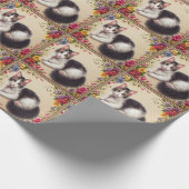 Niedliche japanische Bobtail Chat Farbige Blume Gr Geschenkpapier (Ecke)