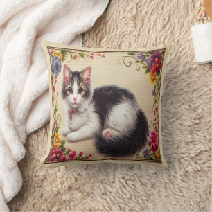 Niedliche japanische Bobtail Chat Farbige Blume Gr Kissen