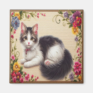 Niedliche japanische Bobtail Chat Farbige Blume Gr Magnet