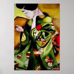 Niedliche japanische Geisha-Originalkunst Poster