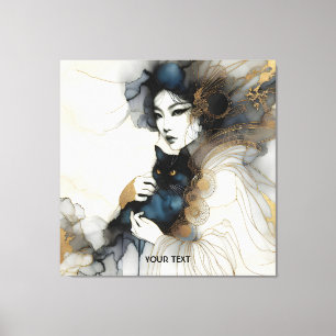 Niedliche japanische Girl Cat Leinwanddruck