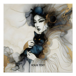 Niedliche japanische Girl Cat Poster