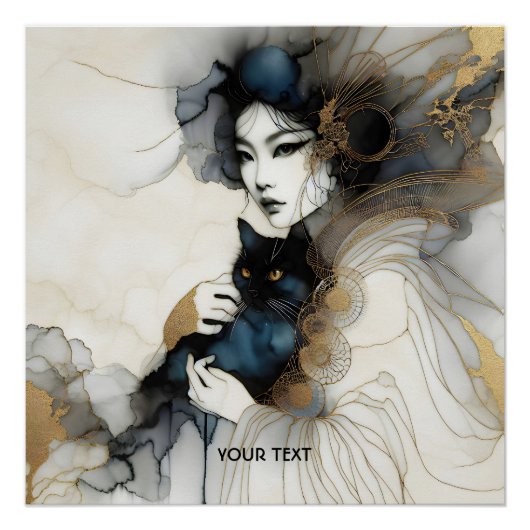 Niedliche japanische Girl Cat Poster (Vorderseite)