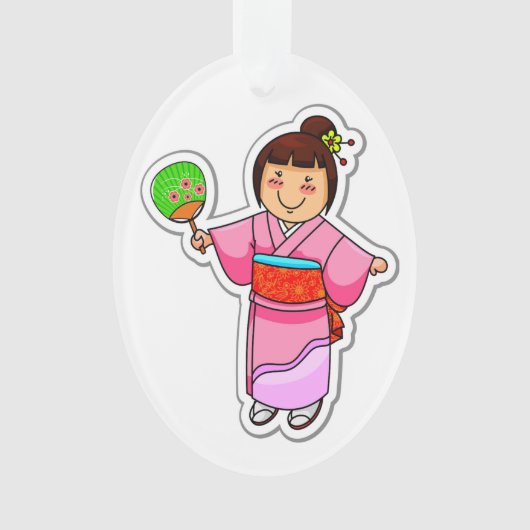Niedliche japanische Girl-Ornament Ornament (Vorderseite)