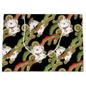 Niedliche japanische glückliche Katze Große Geschenktüte (Vorderseite)