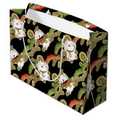 Niedliche japanische glückliche Katze Große Geschenktüte (Rückseite Schrägansicht)