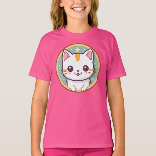 Niedliche japanische Katze Kawaii Kitten T-Shirt (Vorderseite)