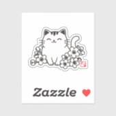 Niedliche japanische Katze und Sakura mit "Neko"-B Aufkleber (Blatt)