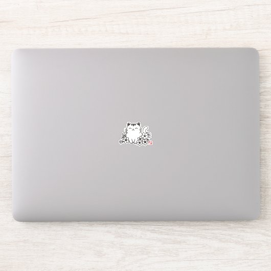 Niedliche japanische Katze und Sakura mit "Neko"-B Aufkleber (Computer)