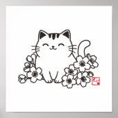 Niedliche japanische Katze und Sakura mit "Neko"-B Poster (Vorne)