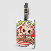 Niedliche japanische Katzen essen Nudeln mit Chops Gepäckanhänger (Vorderseite Vertikal)