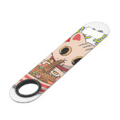 Niedliche japanische Katzen essen Nudeln mit Chops Speed Flaschenöffner (Vorderseite Schrägansicht)