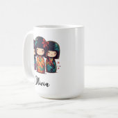 Niedliche japanische Kokeshi Dolls Kaffeetasse (Vorderseite Links)