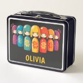 Niedliche japanische Kokeshi Dolls Metall Brotdose (Vorderseite)