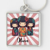 Niedliche japanische Kokeshi Dolls Schlüsselanhänger (Vorne)