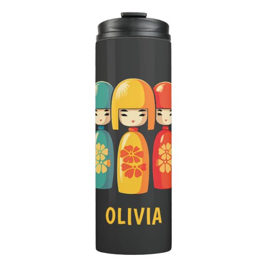 Niedliche japanische Kokeshi Dolls Thermosbecher (Vorderseite)
