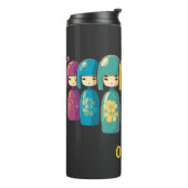 Niedliche japanische Kokeshi Dolls Thermosbecher (Nach links gedreht)